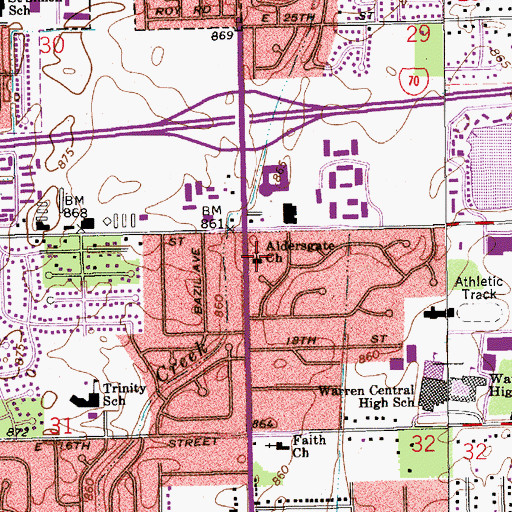 Topographic Map of Aldersgate Free Methodist Church, IN