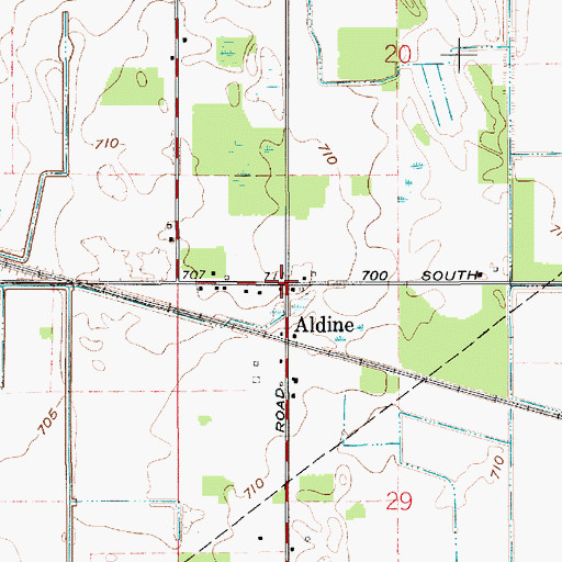 Topographic Map of Aldine, IN