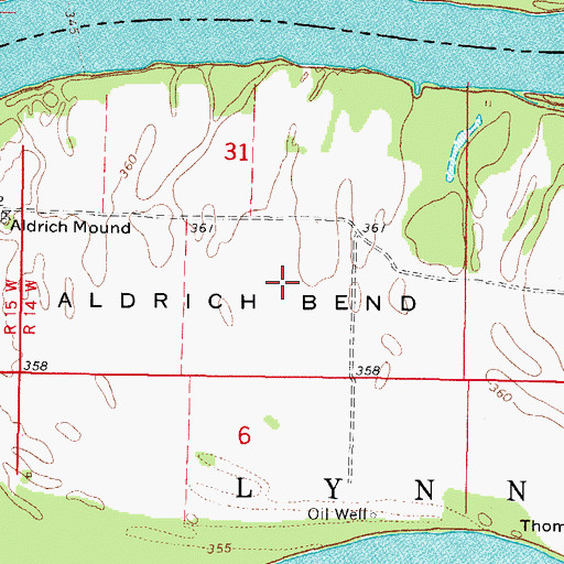 Topographic Map of Aldrich Bend, IN