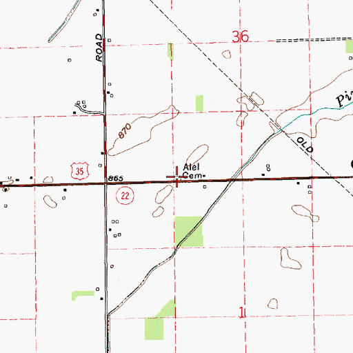 Topographic Map of Alel Cemetery, IN