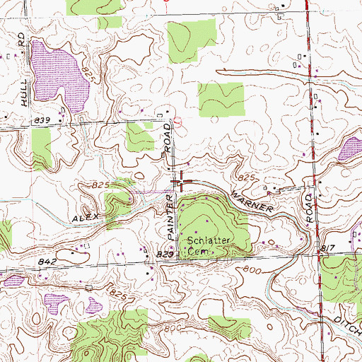 Topographic Map of Alex Warner Ditch, IN