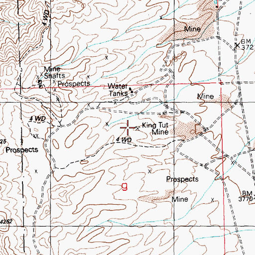 Topographic Map of King Tut Mine, AZ