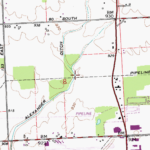 Topographic Map of Alexander Ditch, IN