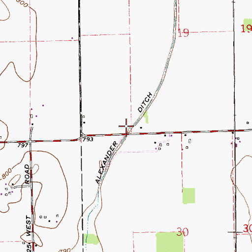Topographic Map of Alexander Ditch, IN