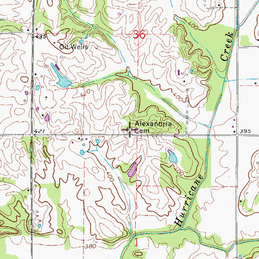 Topographic Map of Alexandria Cemetery, IN