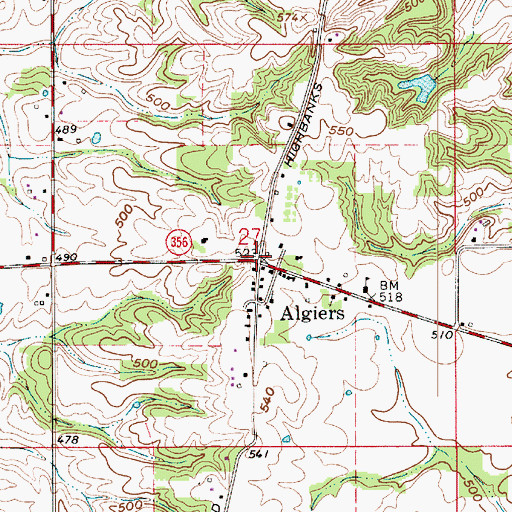 Topographic Map of Algiers, IN