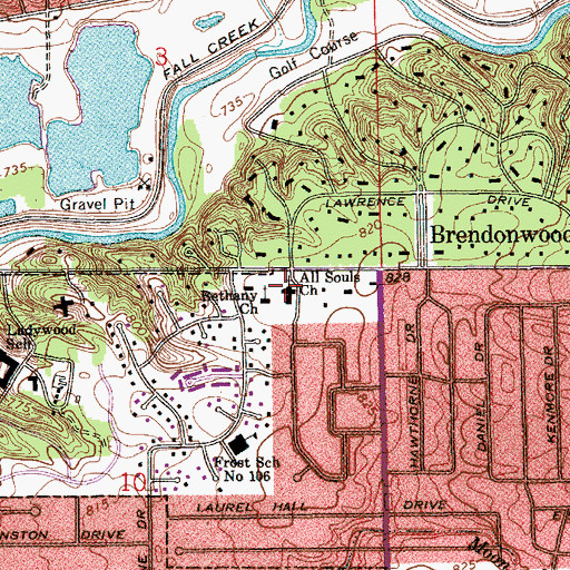 Topographic Map of All Souls Unitarian-Universalist Church, IN