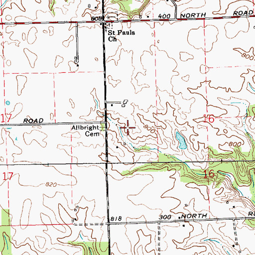 Topographic Map of Allbright Cemetery, IN