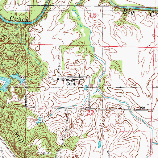 Topographic Map of Alldredge Cemetery, IN