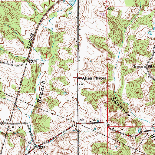 Topographic Map of Allen Chapel, IN