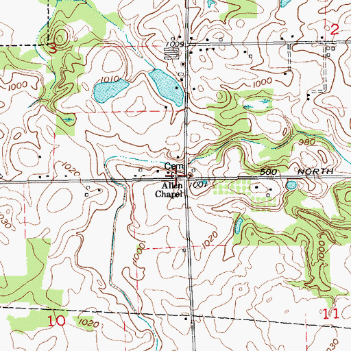 Topographic Map of Allen Chapel, IN