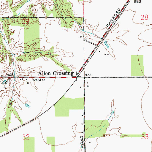 Topographic Map of Allen Crossing, IN