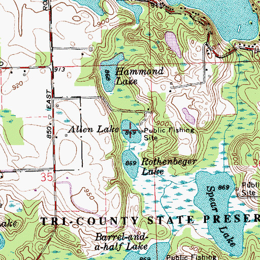 Topographic Map of Allen Lake, IN