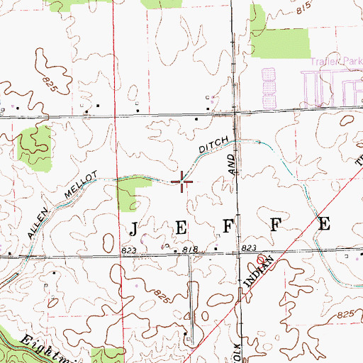 Topographic Map of Allen Mellot Ditch, IN