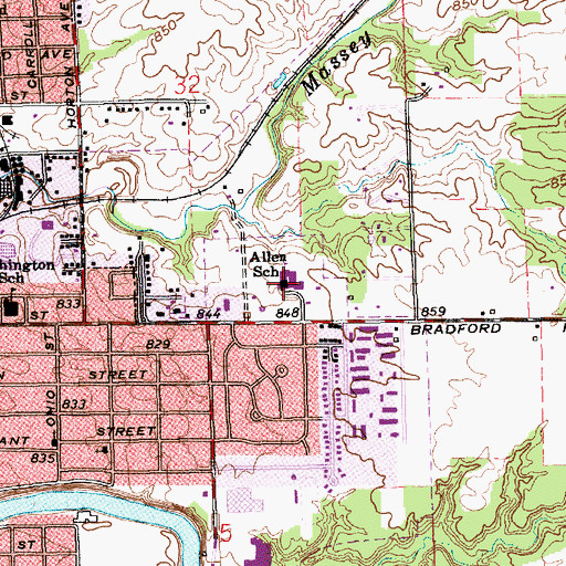 Topographic Map of Allen Elementary School, IN