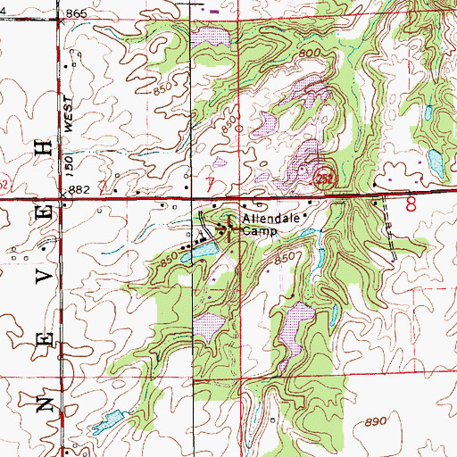Topographic Map of Allendale Camp, IN