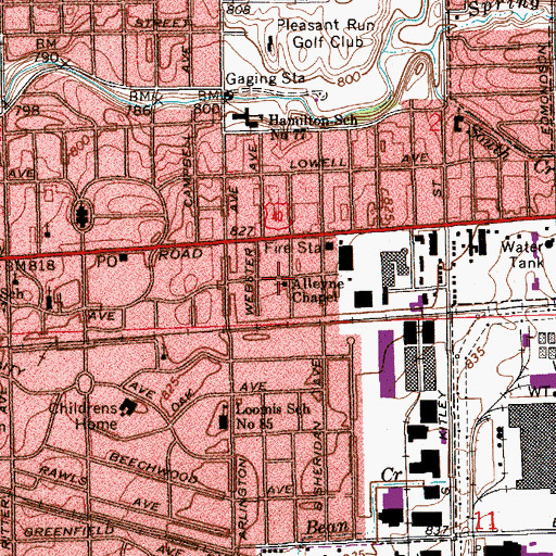 Topographic Map of Alleyne Chapel, IN