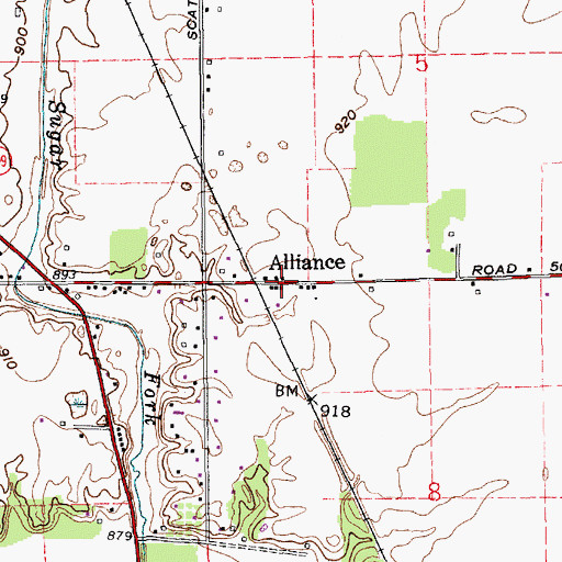 Topographic Map of Alliance, IN