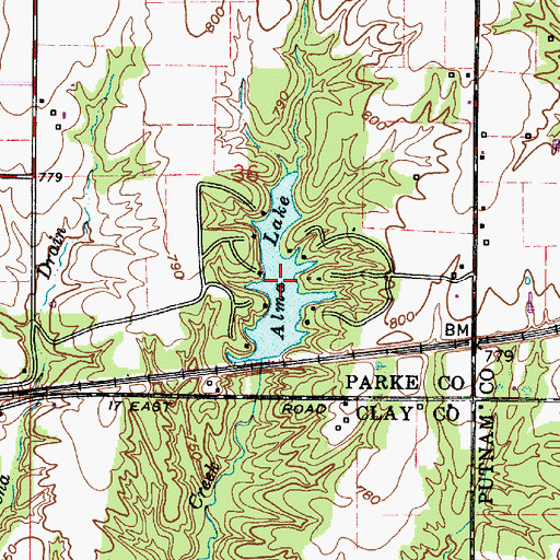 Topographic Map of Alma Lake, IN
