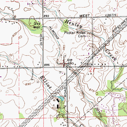 Topographic Map of Almond Ditch, IN