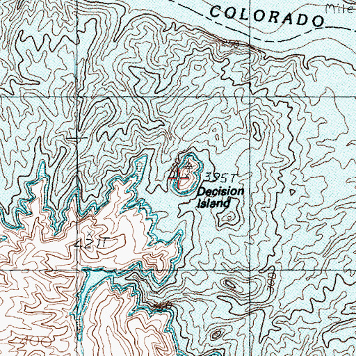 Topographic Map of Decision Island, AZ