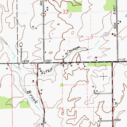 Topographic Map of Alten Ditch, IN