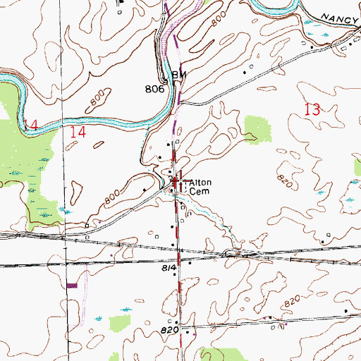 Topographic Map of Alton Cemetery, IN