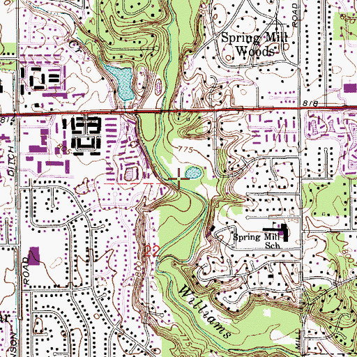 Topographic Map of Alverna Creek, IN