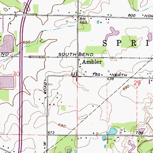 Topographic Map of Ambler, IN