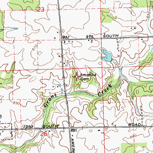 Topographic Map of America Cemetery, IN