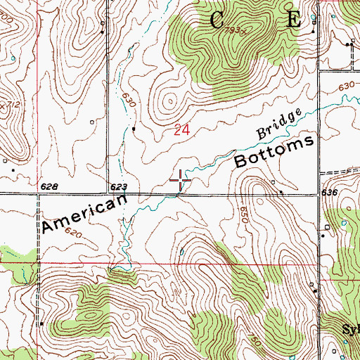 Topographic Map of American Bottoms, IN