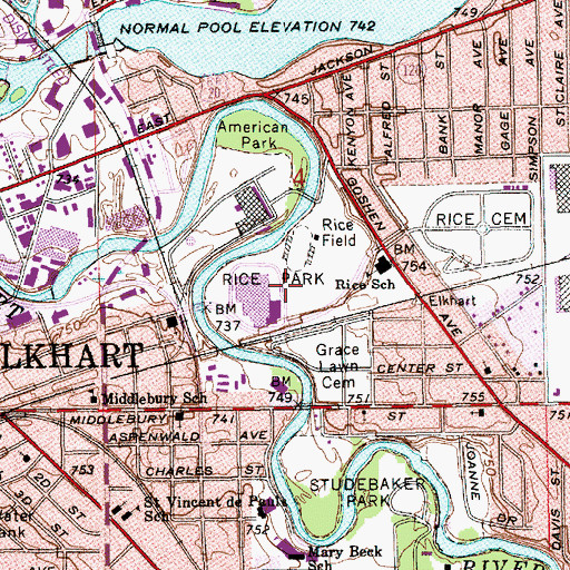 Topographic Map of American Park, IN