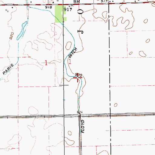 Topographic Map of Floyd Ditch, IN