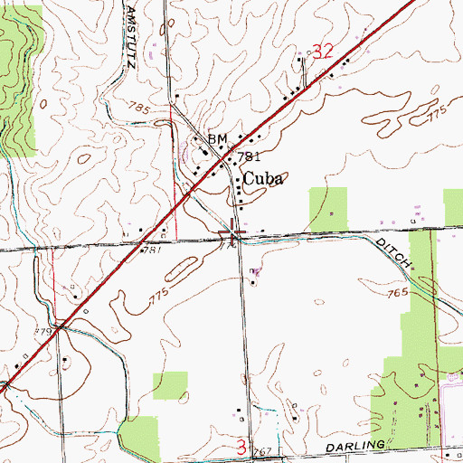 Topographic Map of Amstutz Ditch, IN
