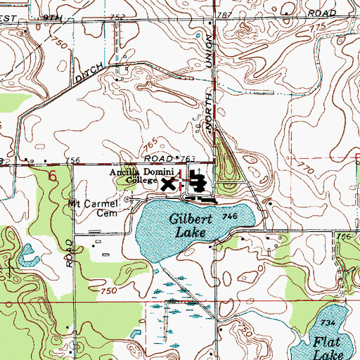 Topographic Map of Ancilla Domini College, IN