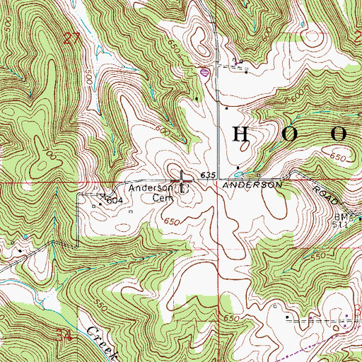 Topographic Map of Anderson Cemetery, IN