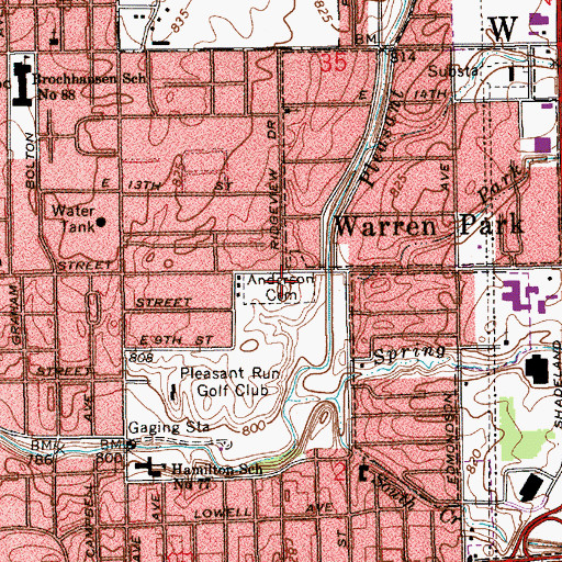 Topographic Map of Anderson Cemetery, IN