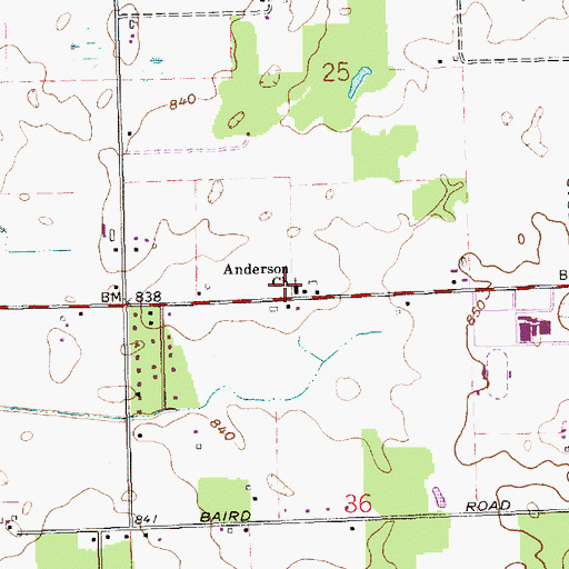 Topographic Map of Anderson Church, IN
