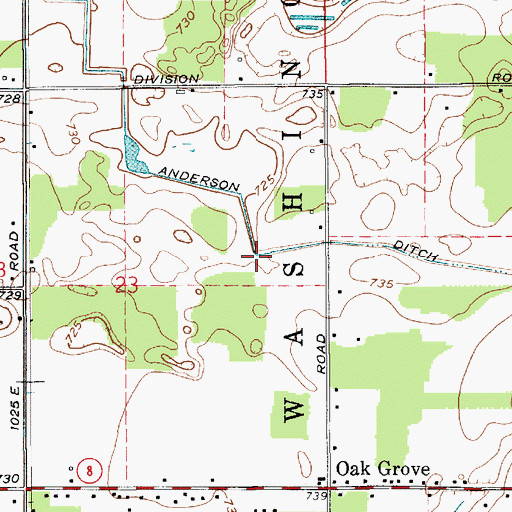 Topographic Map of Anderson Ditch, IN