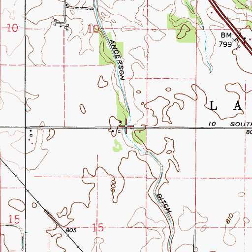 Topographic Map of Anderson Ditch, IN