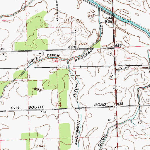 Topographic Map of Anderson Ditch, IN
