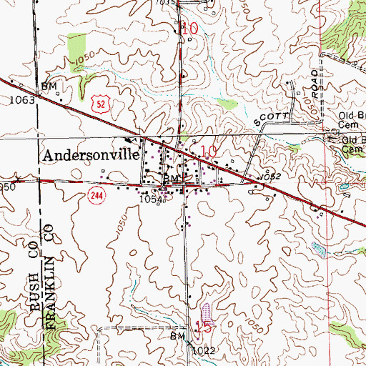 Topographic Map of Andersonville, IN