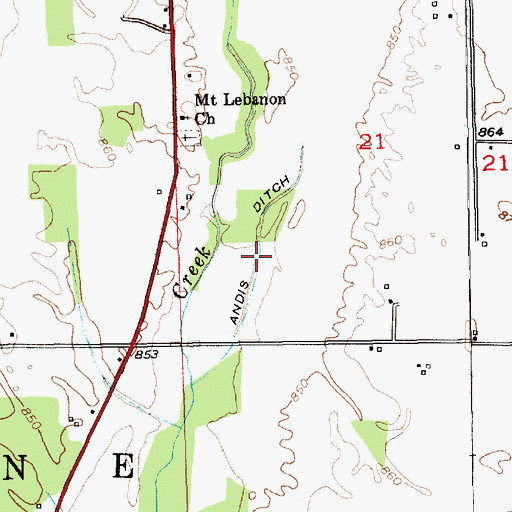 Topographic Map of Andis Ditch, IN
