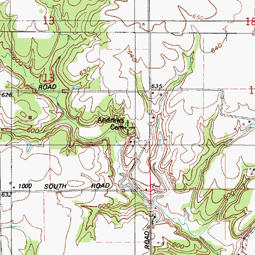 Topographic Map of Andrews Cemetery, IN