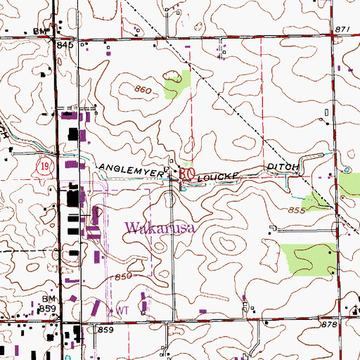 Topographic Map of Angelmyer Loucke Ditch, IN