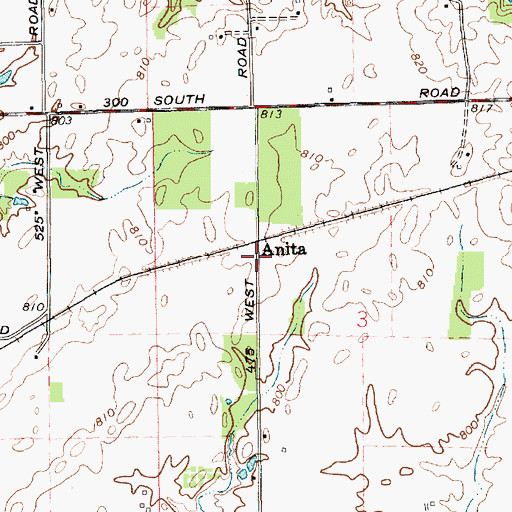 Topographic Map of Anita, IN