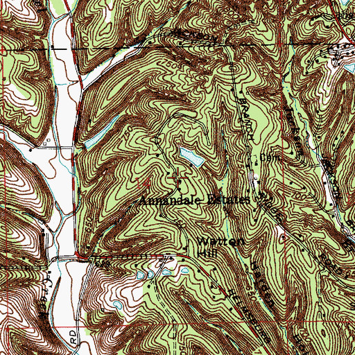 Topographic Map of Annandale Estates, IN