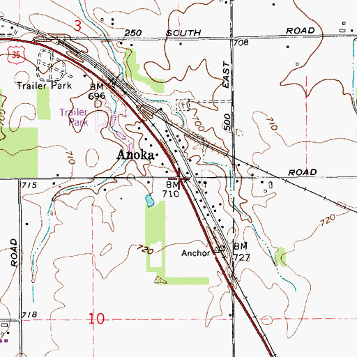 Topographic Map of Anoka, IN