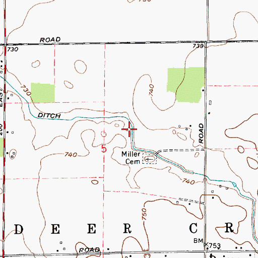 Topographic Map of Ansberry Bird Ditch, IN