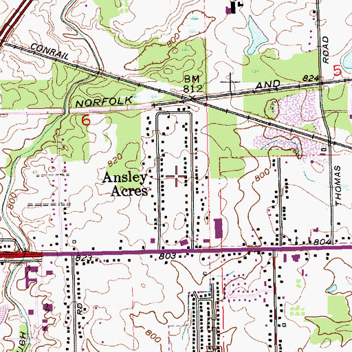 Topographic Map of Ansley Acres, IN